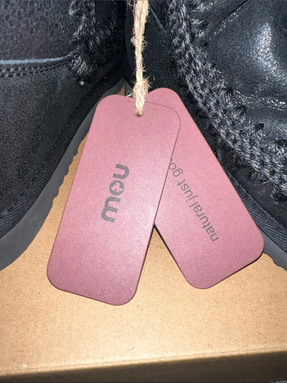 Mou Black Shearling-Trim Leather Ankle Booties